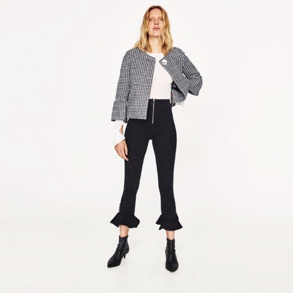 Zara Gingham Check Cardigan Jacket Fall 2017 - Picture 2 of 8